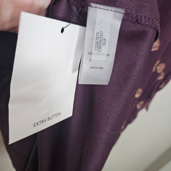 NWT Calvin Klein Shift Dress Sz 8 Aubergine Gold - Picture 12 of 15